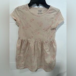 Carter's Toddler Girl’s 100% Cotton Dress - Beige with Pink Horse Pattern